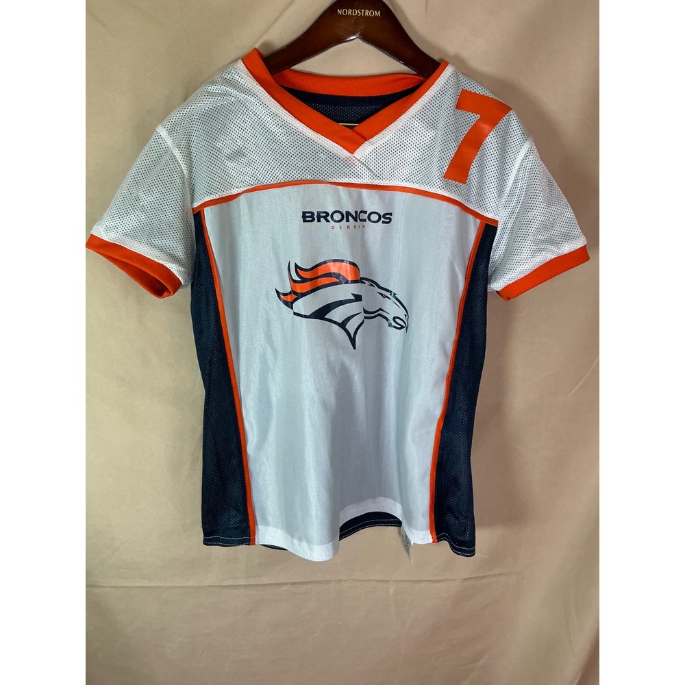 BDA Denver Broncos Jersey Youth Medium White Good NFL Flag Football Mesh 7